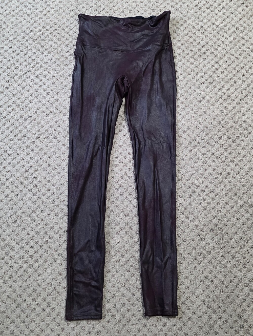 Spanx Dark Purple Faux Leather Leggings